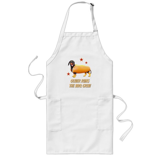 Anpassad Dachshund BBQ-crew Rolig Wienerhund Långt Förkläde (Framsidan)