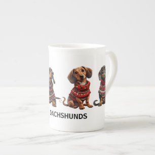 Anpassad Dachshund Jul Festlig Present Benporslin Mugg