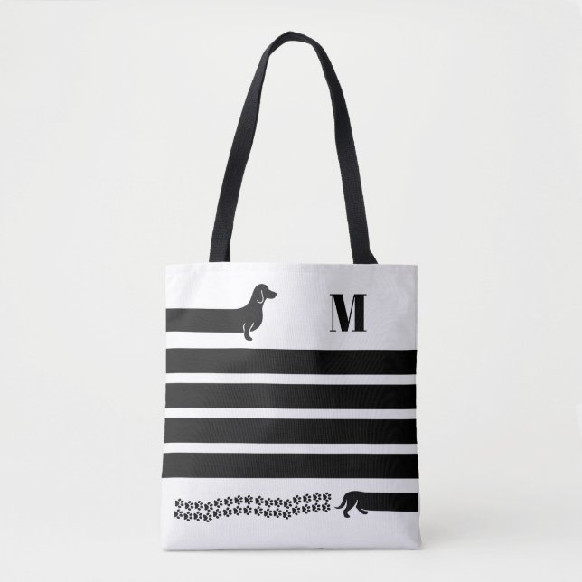 Anpassad Dachshund Monogram Väska (Framsida)