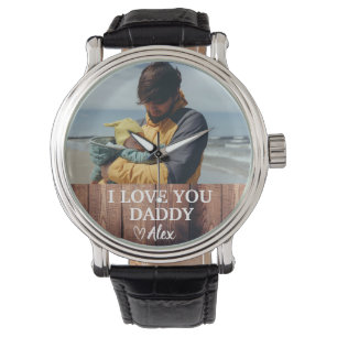 Anpassad Daddy-klocka Jag älskar dig Pappa Foto Armbandsur