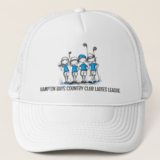 Anpassad Dam Golf League BLUE Hat - Klubb Namn Keps (Framsida)