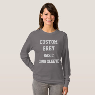 Anpassad dam GRÅ BASISK LÅNGÄRMAD T-SHIRT