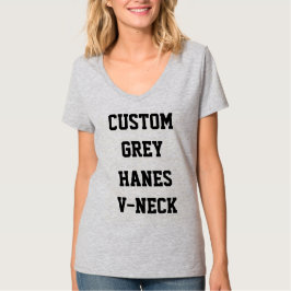 Anpassad Dam GRÅ HANES V-ringad T-shirt