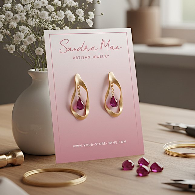 Anpassad dammig rosa kindröd smycken display-kort visitkort (Skapare uppladdad)