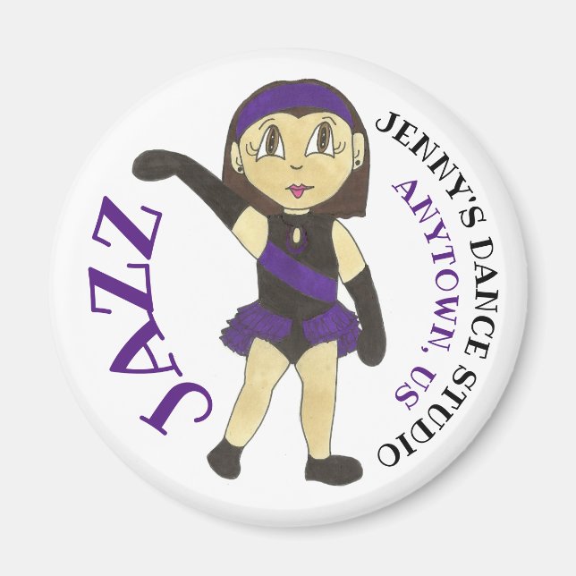 Anpassad Dance Studio JAZZ Dancer Teacher School Magnet (Framsidan)