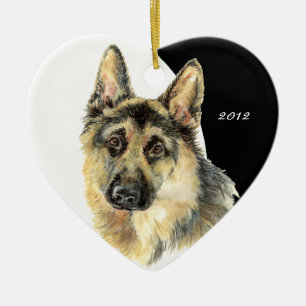 Anpassad daterad tysk schäferhund husdjur hund julgransprydnad keramik