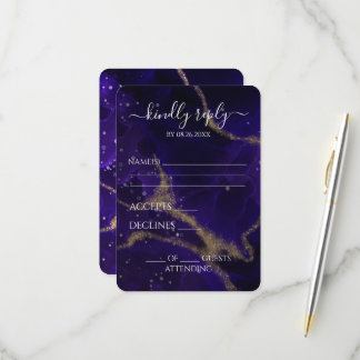 Anpassad Deep Purple Guld Bröllop OSA Kort
