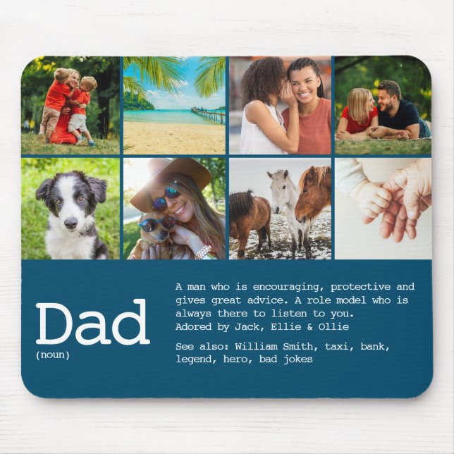 Anpassad definition för pappa fars dag foto Blå Musmatta (Framsidan)