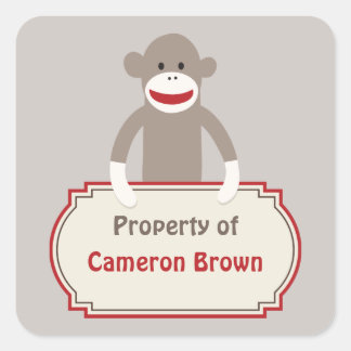 Anpassad dekal för sock monkey fyrkantigt klistermärke