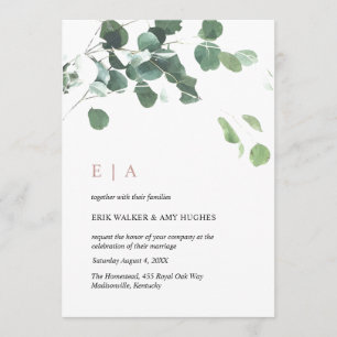 Anpassad design #1 - Eucalyptus Löv & Ro Guld Inbjudningar