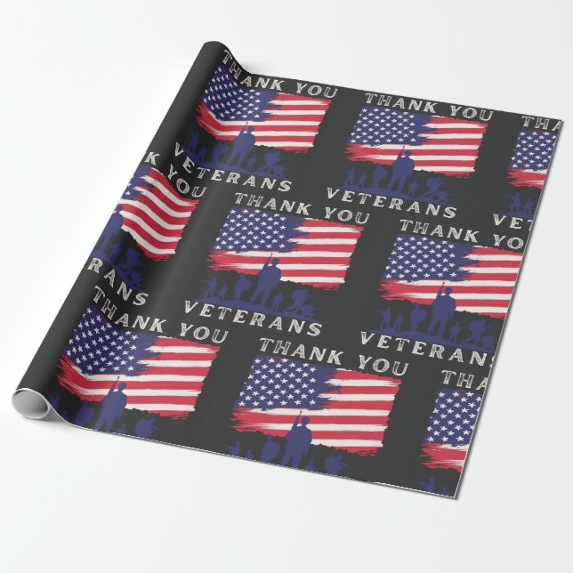 Anpassad design: Amerikanska Flagga-veteraner Presentpapper (Utrullad)