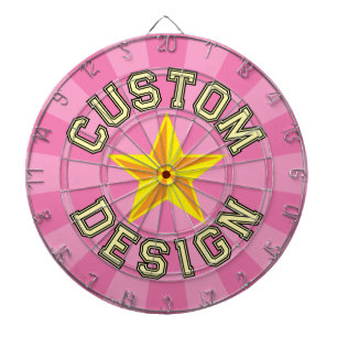 Anpassad design din Gult Star på Girly Rosa Darttavla