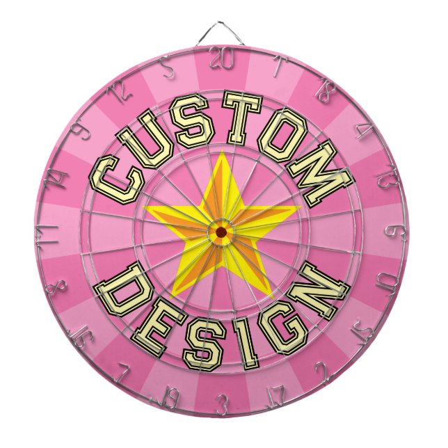 Anpassad design din Gult Star på Girly Rosa Darttavla (Framsidan)