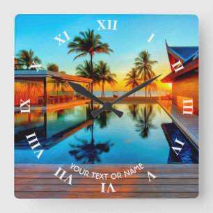 Anpassad design med egen text och ditt foto fyrkantig klocka