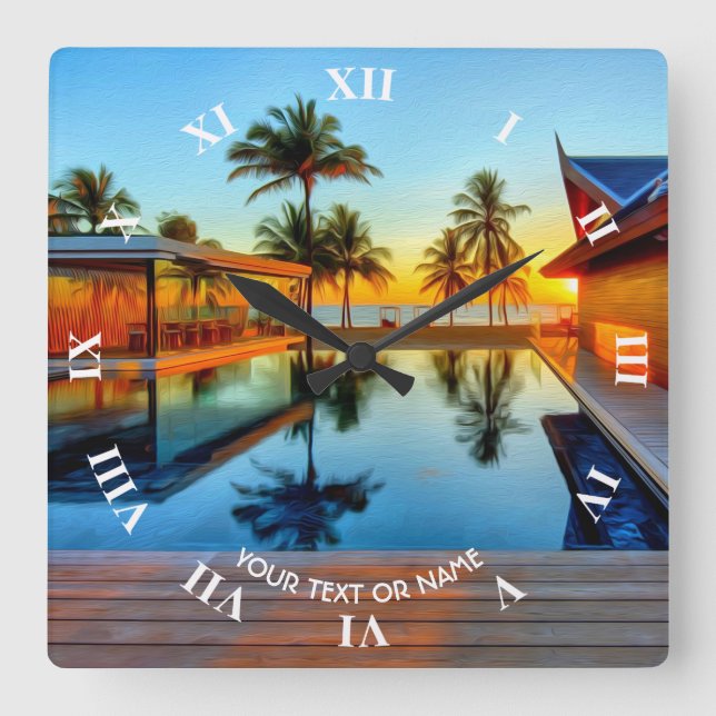 Anpassad design med egen text och ditt foto fyrkantig klocka (Framsida)