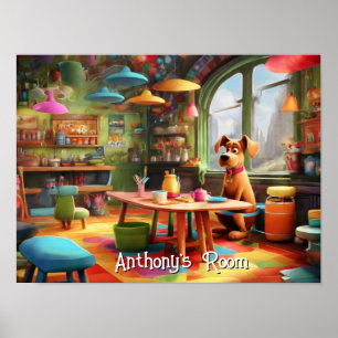 Anpassad design Poster i Tecknad hund rum