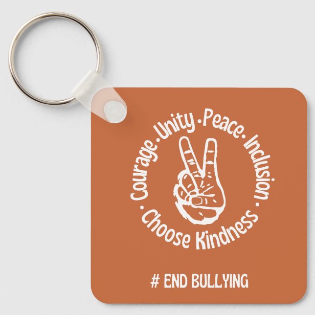 Anpassad design: Unity Day Orange Anti mobbning Nyckelring (Framsida)