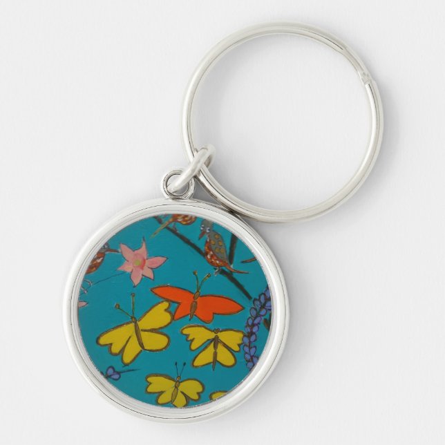 Anpassad designrundakeychain rund silverfärgad nyckelring (Framsidan)