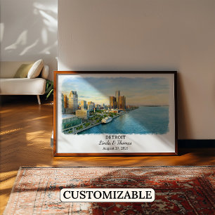 Anpassad Detroit-väggkonst, Michigan-affisch Poster