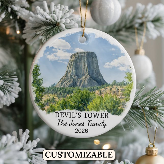 Anpassad Devils Tower National Monument, Wyoming Julgransprydnad Keramik (Skapare uppladdad)
