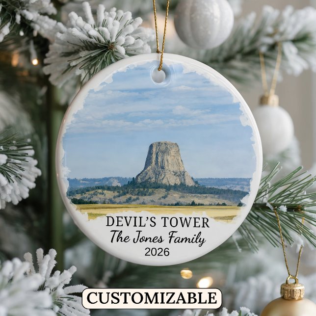 Anpassad Devils Tower National Monument, Wyoming Julgransprydnad Keramik (Skapare uppladdad)