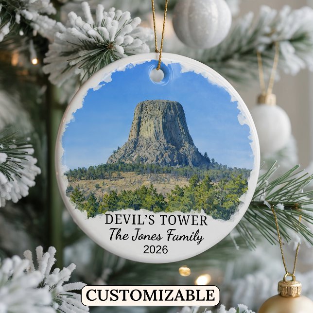 Anpassad Devils Tower National Monument, Wyoming Julgransprydnad Keramik (Skapare uppladdad)
