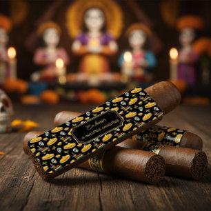 Anpassad Día de los Muertos Cigarrpapper Returadress Etikett