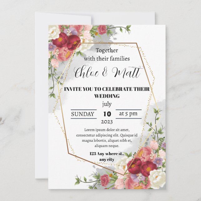 Anpassad digital bröllopskort inbjudningar (Framsida)