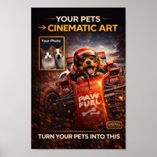 Anpassad digital porträttkonst för husdjur poster