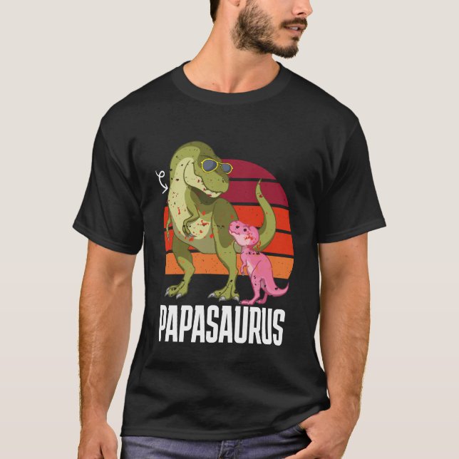 Anpassad Dino Papasaurus Pappa Pappa Far Rolig T-S T Shirt (Framsida)