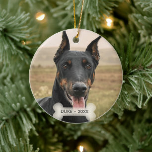 Anpassad Dobermann Hund Foto Julgransprydnad Keramik