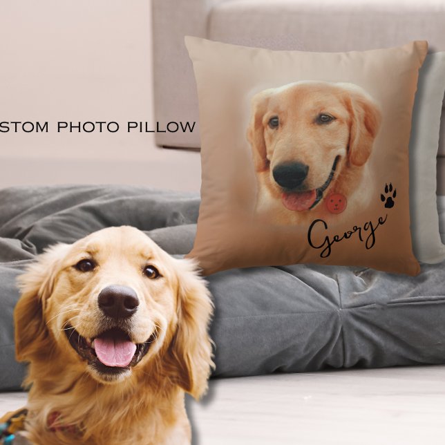 Anpassad Dog-foto för Golden Retriever-bild Kudde (Golden Retriever Custom Dog Photo Image Throw Pillow)