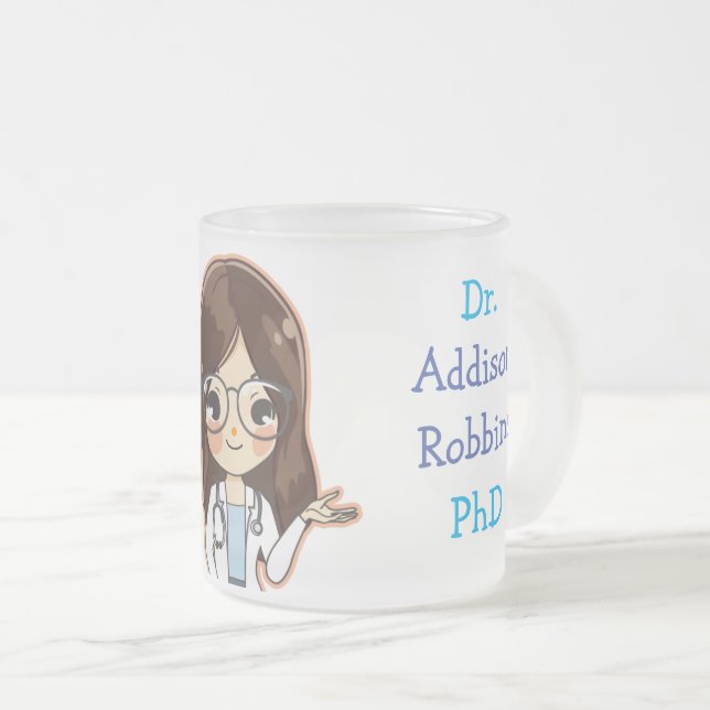 Anpassad dr (ditt namn) PhD Studenten Tea Frostad Glasmugg (Framsida höger)