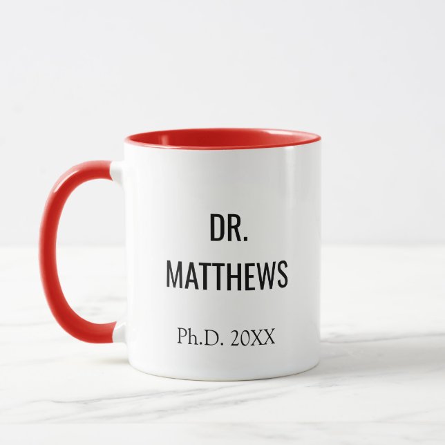 Anpassad Dr PhD-examenspresent Mug Mugg (Vänster)