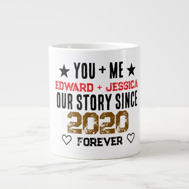 Anpassad Du + Jag Vår Historia Relation Jumbo Mugg (Framsidan)