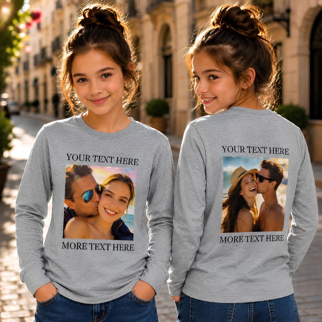 Anpassad dubbelsidig bild och text t shirt (Skapare uppladdad)