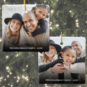 Anpassad dubbelsidig familj två bilder jul julgransprydnad keramik
