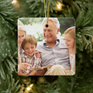 Anpassad dubbelsidig familj Två Foto Jul Julgransprydnad Keramik