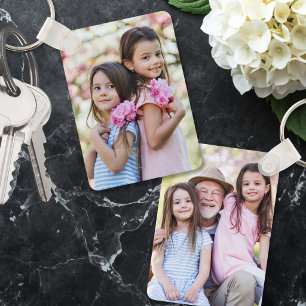 Anpassad dubbelsidig familje två-foto nyckelring