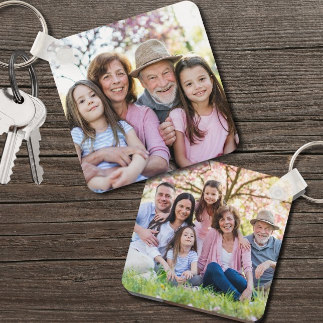 Anpassad dubbelsidig familje två foto nyckelring (Custom Double Sided Family Two Photo keychain)