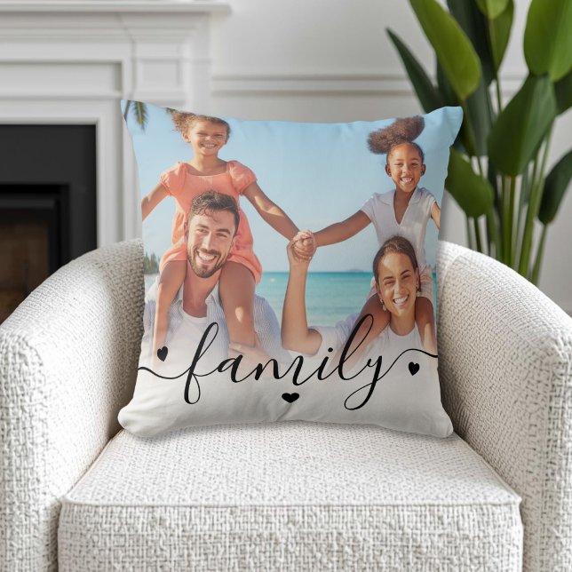 Anpassad dubbelsidig familjefoto kudde (Custom Double Sided Family Photo Throw Pillow)