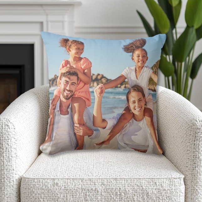 Anpassad dubbelsidig familjefoto kudde (Custom Double Sided Family Photo Throw Pillow)