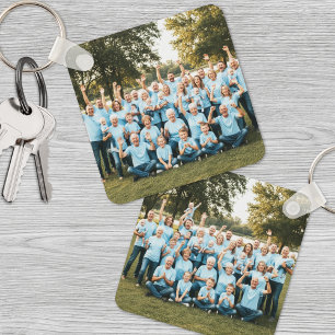 Anpassad dubbelsidig familjefoto med två bilder nyckelring