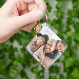Anpassad dubbelsidig familjefoto med två bilder nyckelring