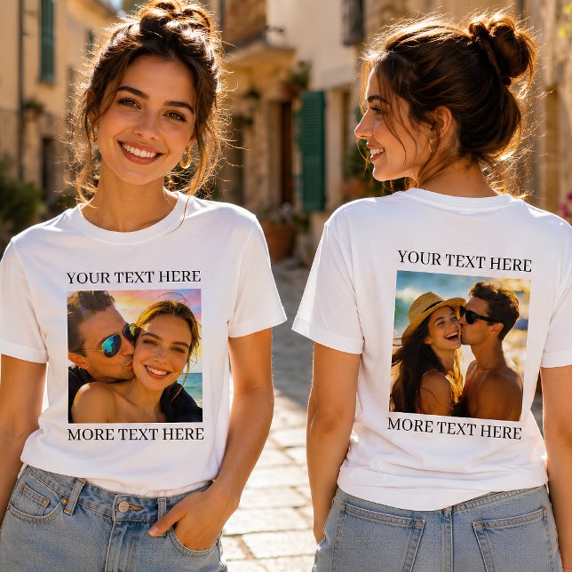Anpassad dubbelsidig foto och text t shirt (Skapare uppladdad)