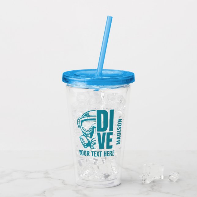 Anpassad Dyka för namn och plats Take Away Mugg (Baksida Ice)