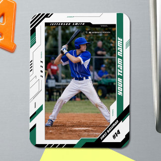 Anpassad Dynamisk Grön Basebollspelare Foto Magnet