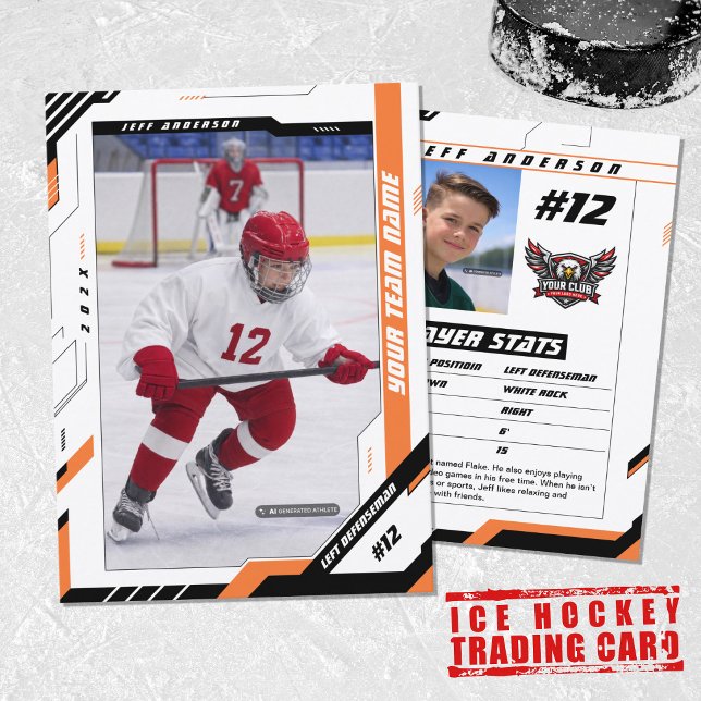 Anpassad Dynamisk Orange Ishockeyspelarkort (Game-day energy meets personalized style—make your player’s hockey card stand out.)