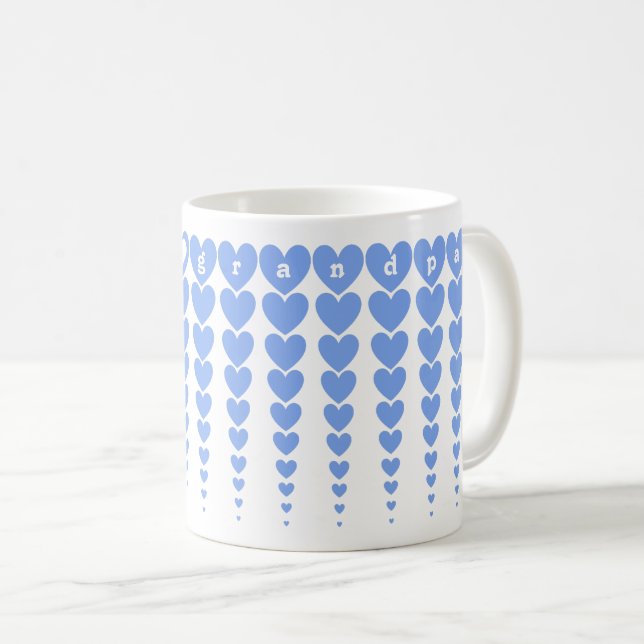 Anpassad Elegant Best Grandpa Blue Heart Tinsels Kaffemugg (Framsida höger)