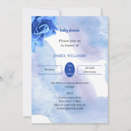 Anpassad elegant Blue Flower Baby Shower Inbjudningar